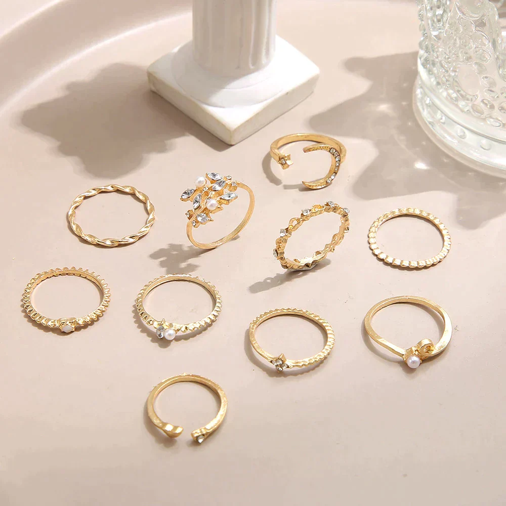 10er-Pack Bohemische Silber- und Goldbeschichtete Ringe - Image 3