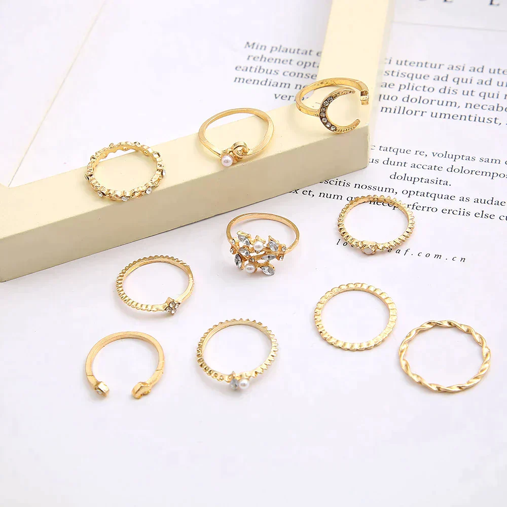10er-Pack Bohemische Silber- und Goldbeschichtete Ringe - Image 4