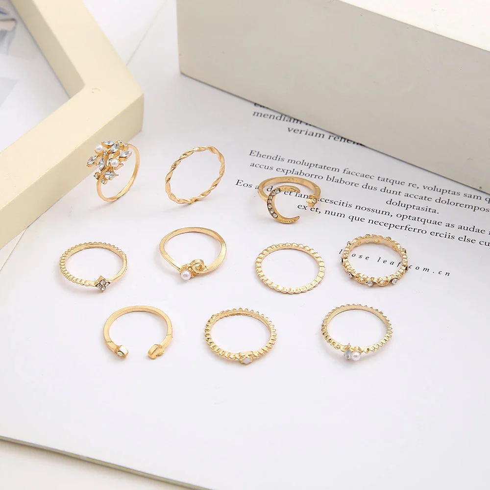 10er-Pack böhmische Silber- und vergoldete Ringe - Image 2