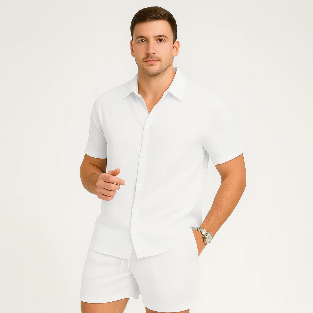 2-teiliges Sommer-Set für Herren – Lässiges Kurzarm-Top und passende Shorts - Image 2