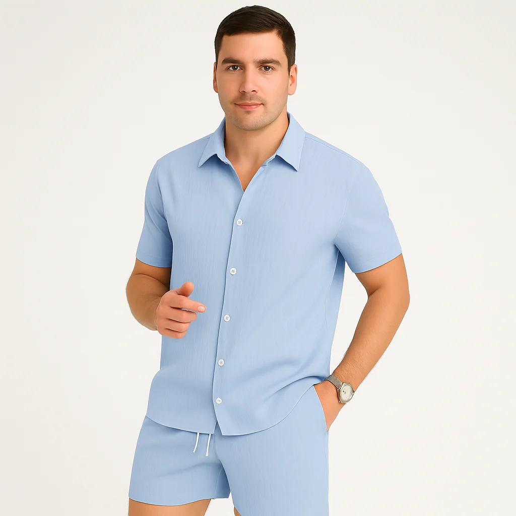2-teiliges Sommer-Set für Herren – Lässiges Kurzarm-Top und passende Shorts - Image 6