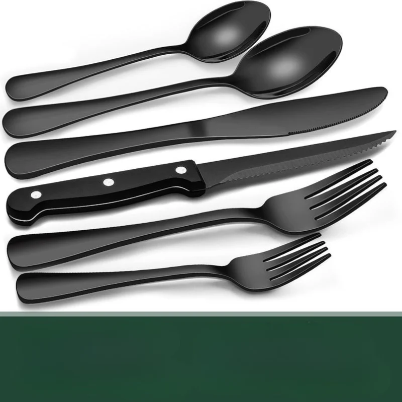 24-teiliges schwarzes Edelstahl-Besteckset für 4 Personen – Modernes Design, spülmaschinenfest - Image 3