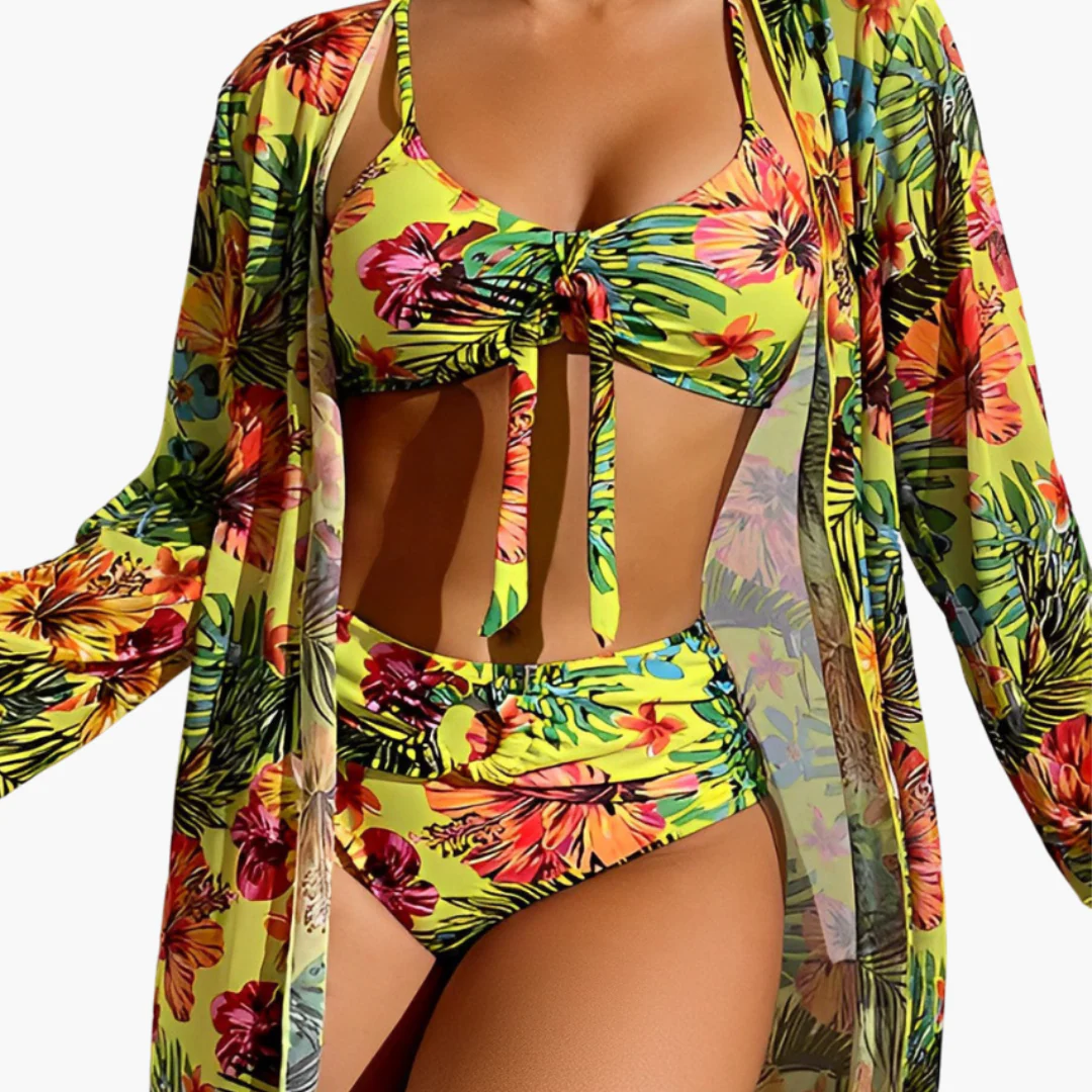 3-teiliges Bikini-Set - Damen Strand-Outfit mit Cover-up - Image 4