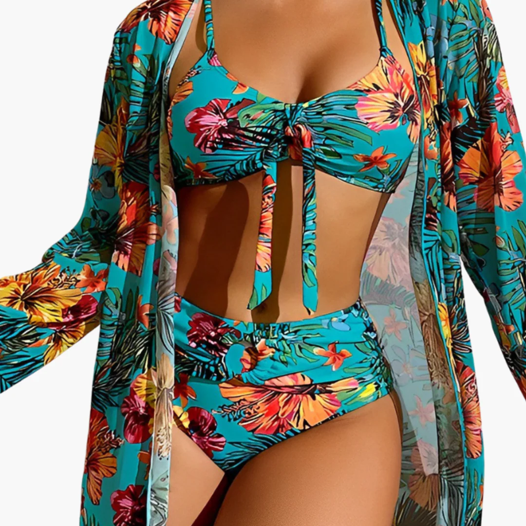 3-teiliges Bikini-Set - Damen Strand-Outfit mit Cover-up - Image 6