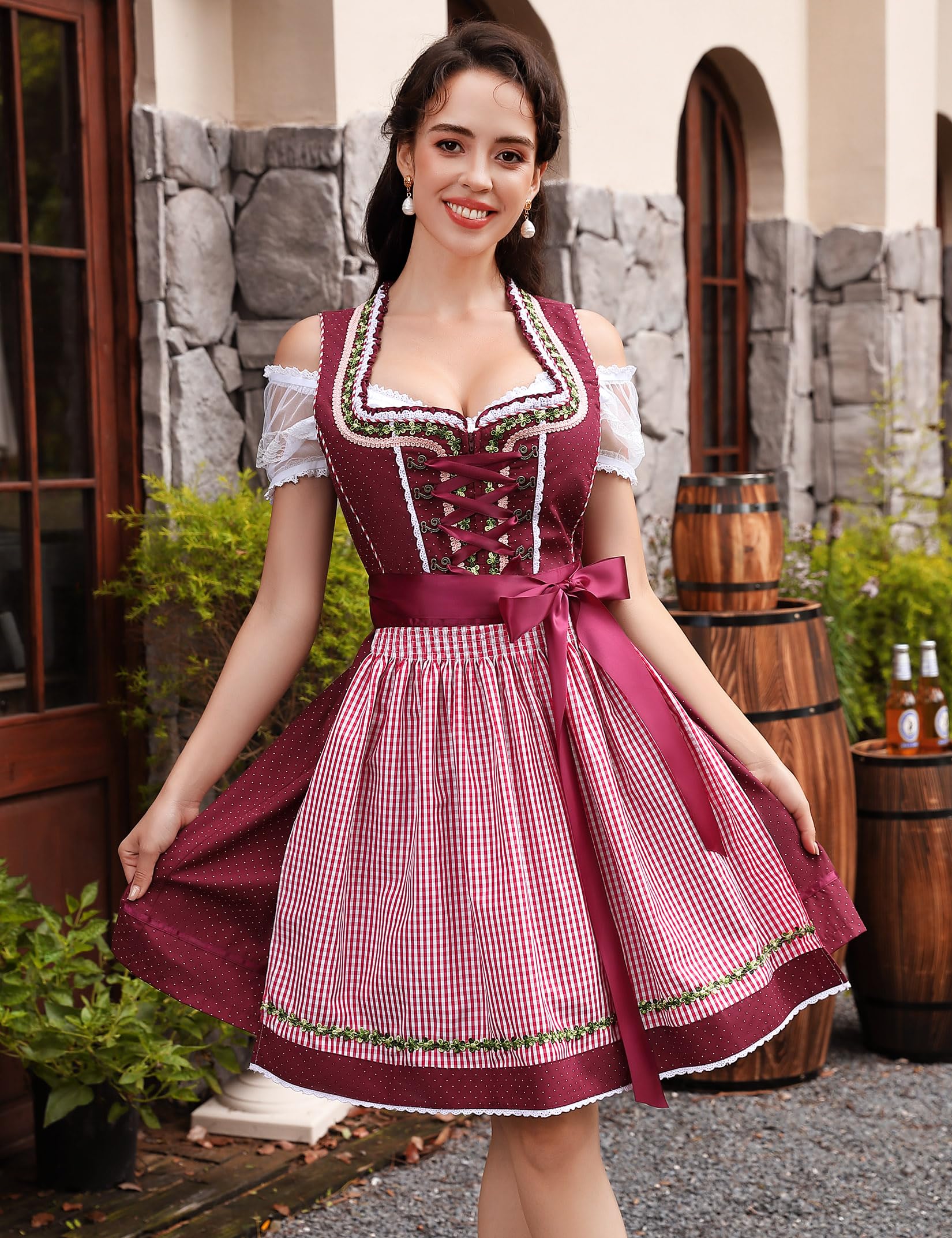 3-teiliges Dirndlset mit Schürze & Bluse – Oktoberfest | Traditionelles Trachtenkleid für festliche Anlässe - Image 7