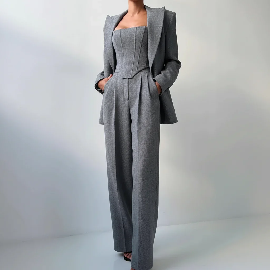 Vera | Damen 3-Teiliges Tailliertes Set Oberteil Rock Blazer – Business Set 2026 - Image 12