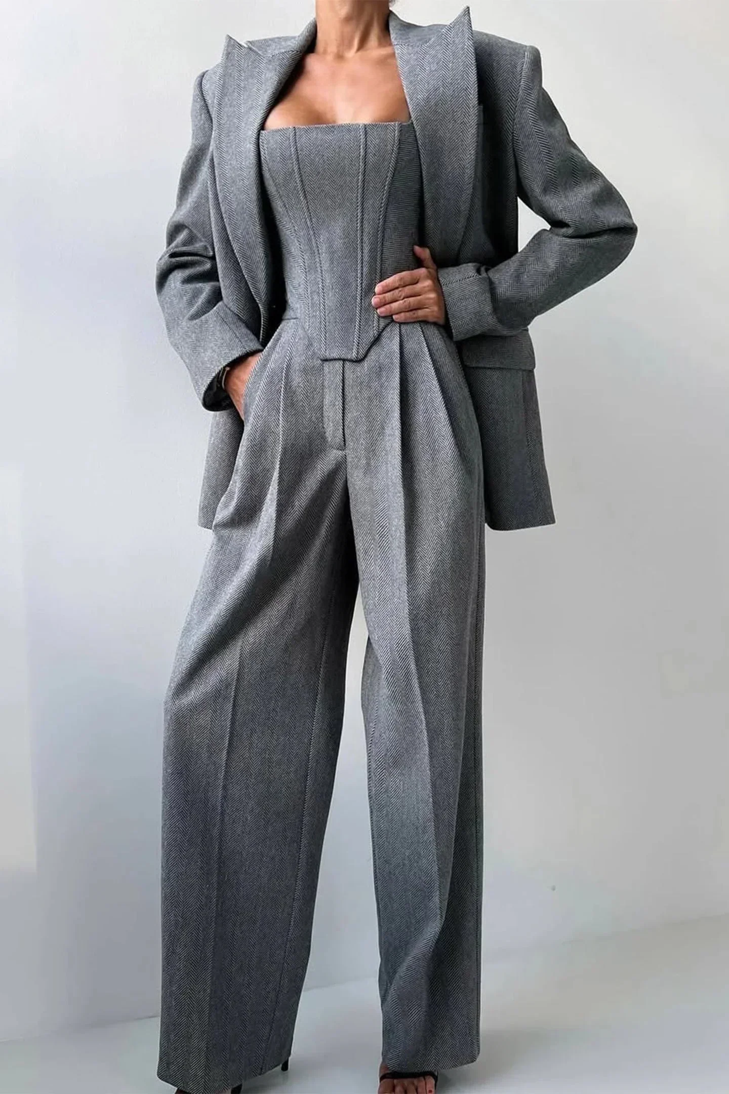 Vera | Damen 3-Teiliges Tailliertes Set Oberteil Rock Blazer – Business Set 2026 - Image 2