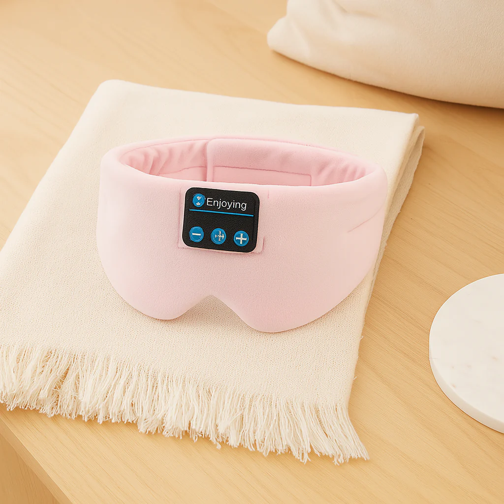 3D Musik-Schlafmaske – Eisfaser, Null-Druck, 100 % Lichtblockierung mit Kopfhörern & Etui - Image 2