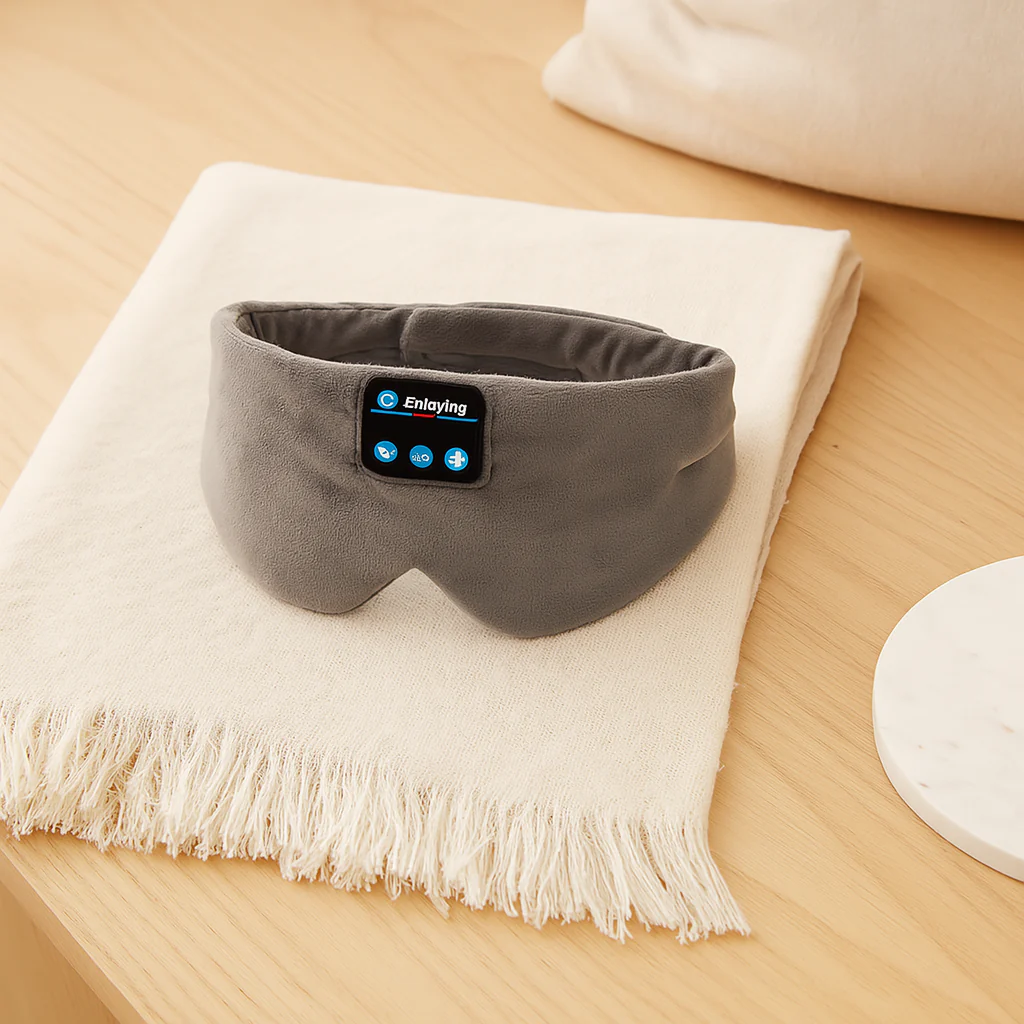 3D Musik-Schlafmaske – Eisfaser, Null-Druck, 100 % Lichtblockierung mit Kopfhörern & Etui - Image 5