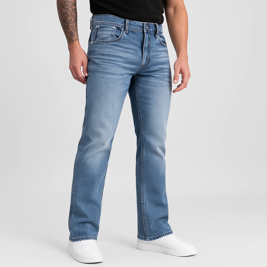 4Legend - Herren Flare Jeans mit Stickerei – Slim Fit Stretch Denim, Ganzjahres - Image 3