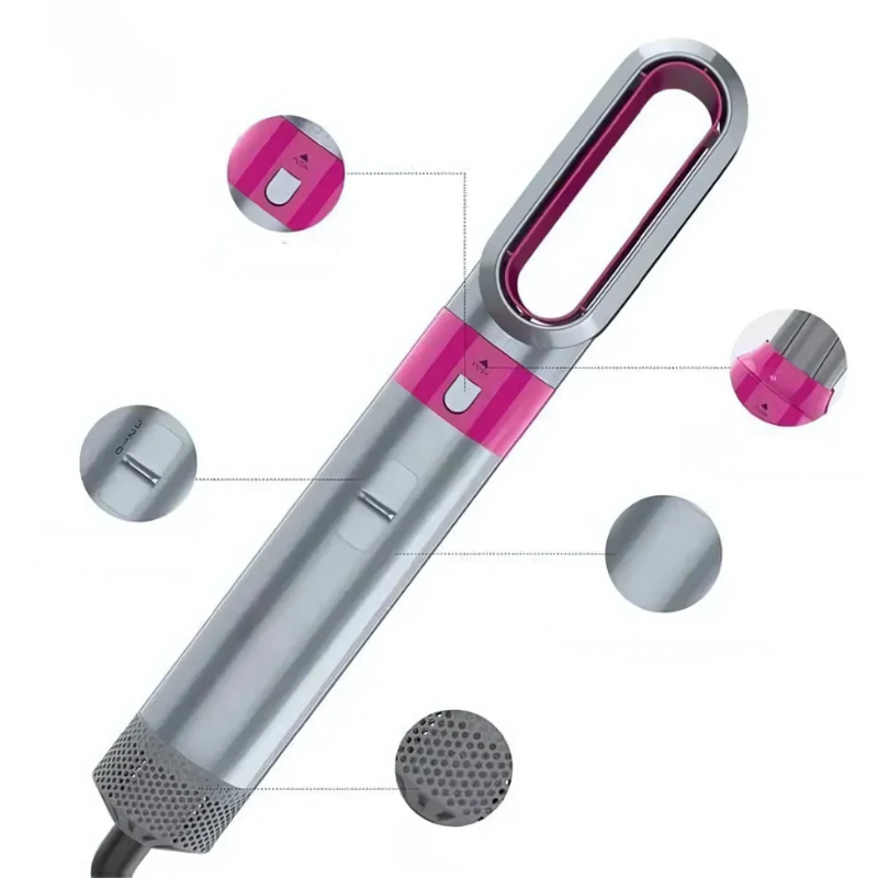 5-in-1-Stylingbürste für alle Haartypen – Trocknen, Glätten, Locken und Volumengeben mit anspruchsvollem Design und 5 austauschbaren Spitzen - Image 3