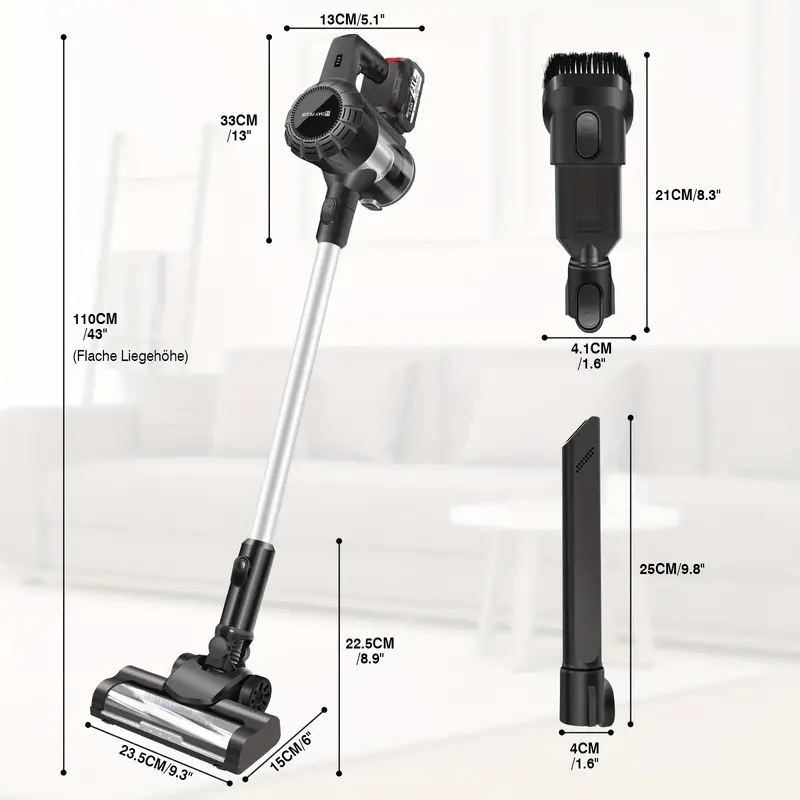 6-in-1 Akku-Staubsauger – Bürstenloser Motor mit LED-Bodenbürste und mehreren Aufsätzen - Image 5