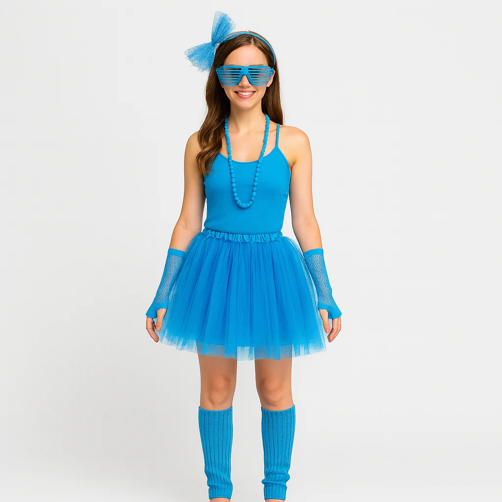 80er Jahre Damen Kostümset – Retro 6-teiliges Outfit für Party & Halloween - Image 4