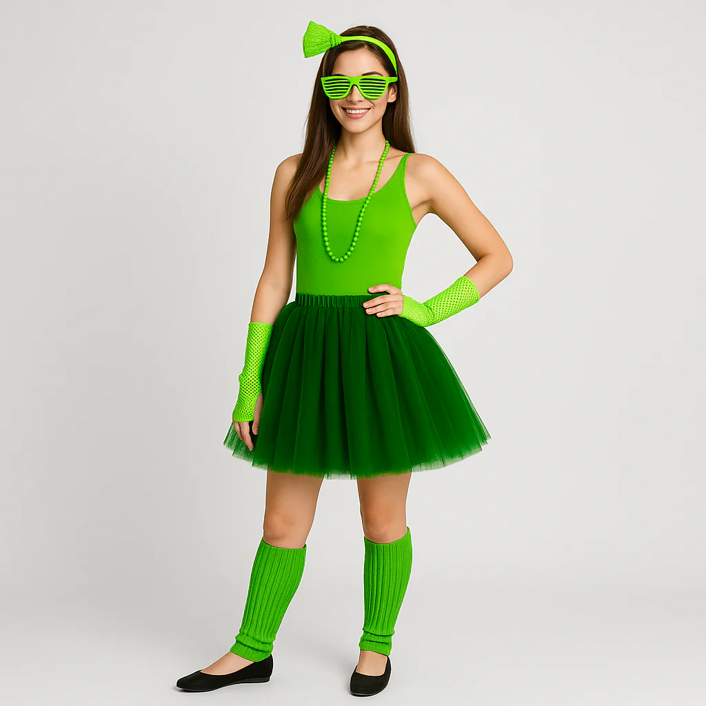 80er Jahre Damen Kostümset – Retro 6-teiliges Outfit für Party & Halloween - Image 6
