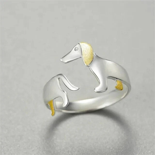 925 Sterling Silber Dackel Ring