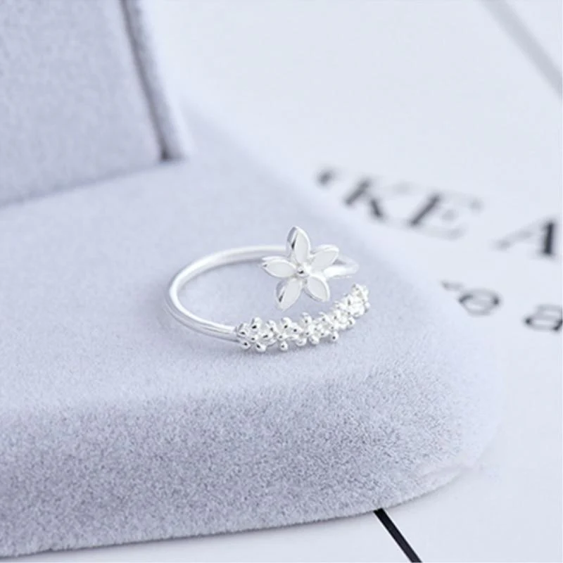 925 Sterling Silber und handgemalte Emaille Verstellbarer Wildblumenring - Image 2