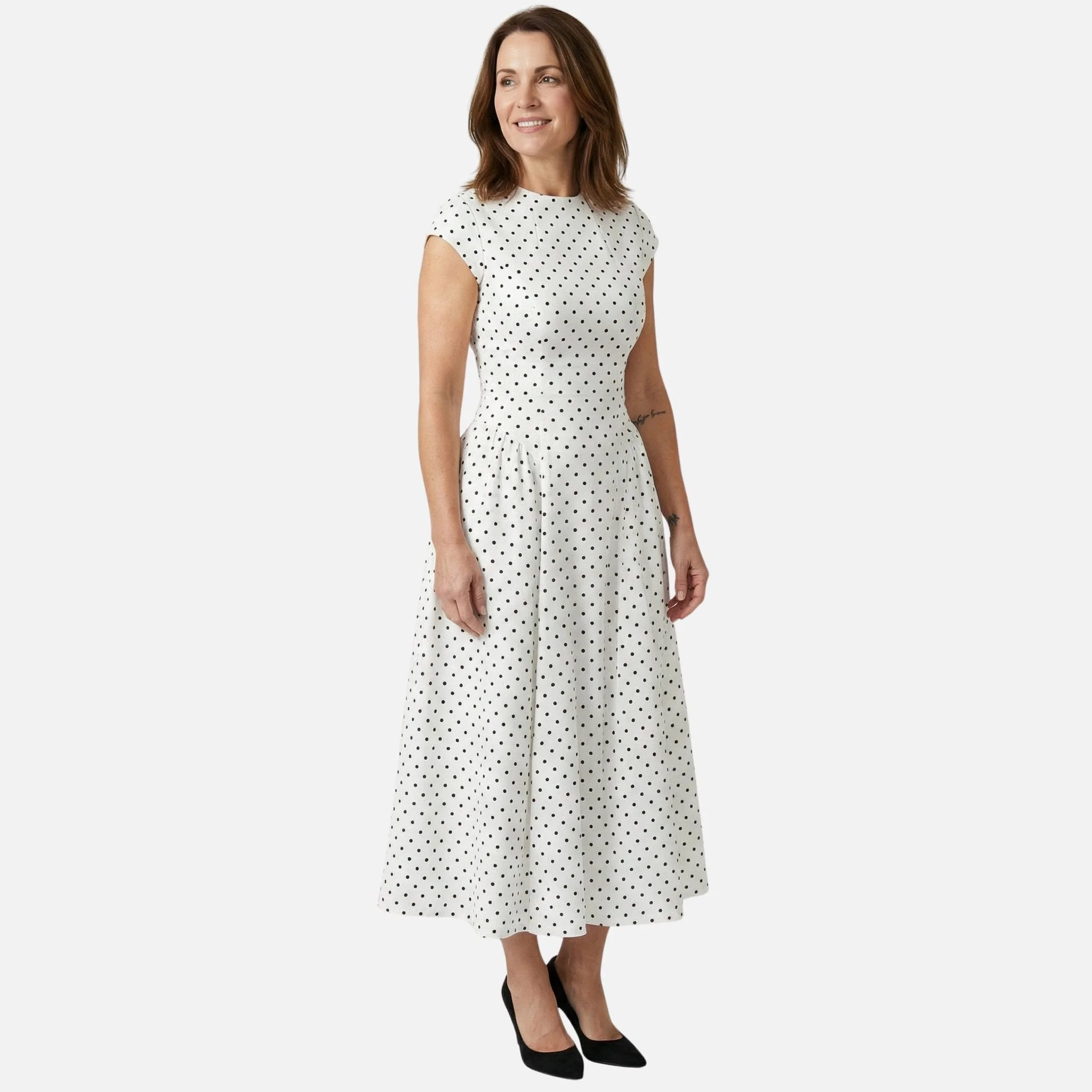 Ida | Damen A-Linien Midikleid Tupfenmuster – Polka Dot A-Linie Midi - Image 2
