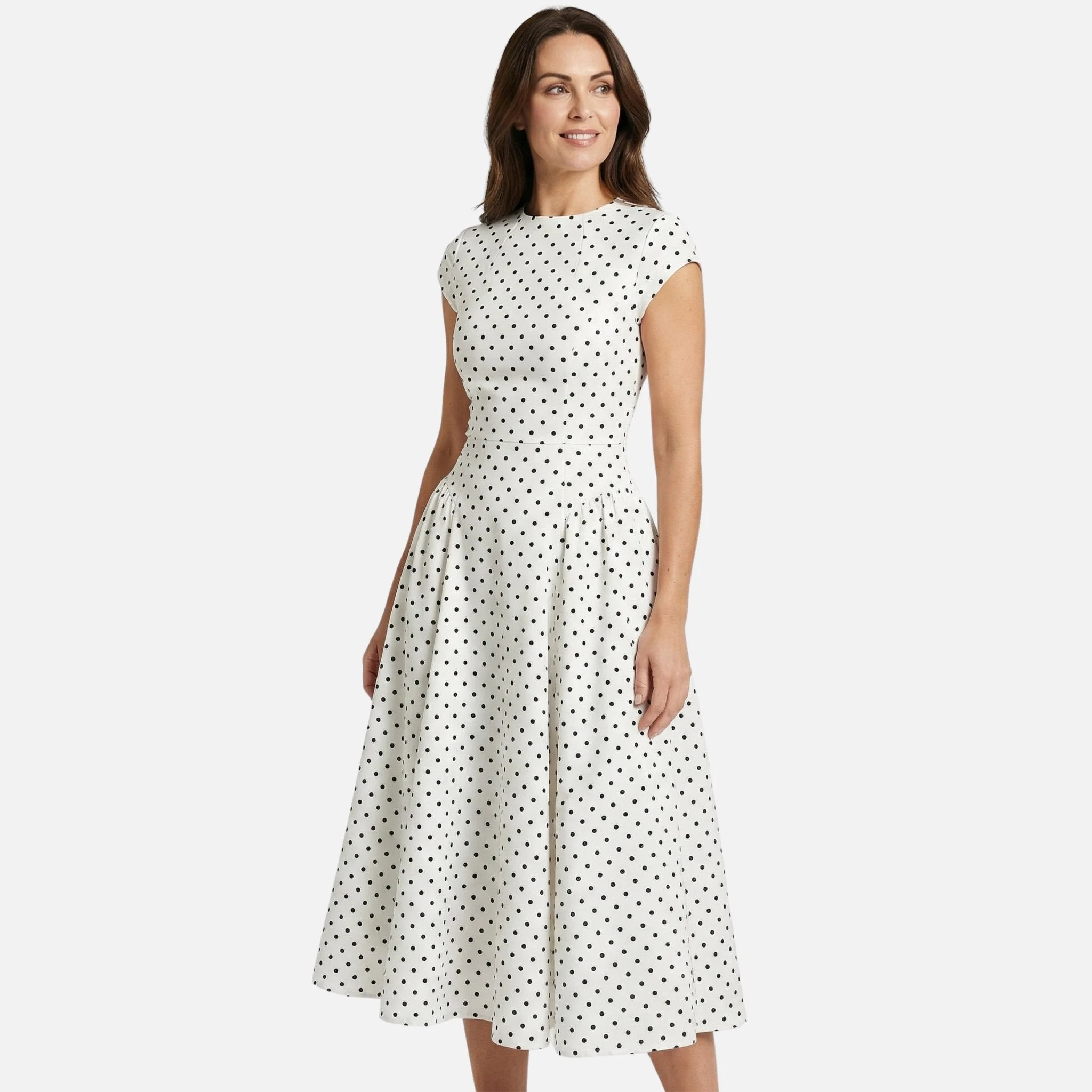 Ida | Damen A-Linien Midikleid Tupfenmuster – Polka Dot A-Linie Midi - Image 3
