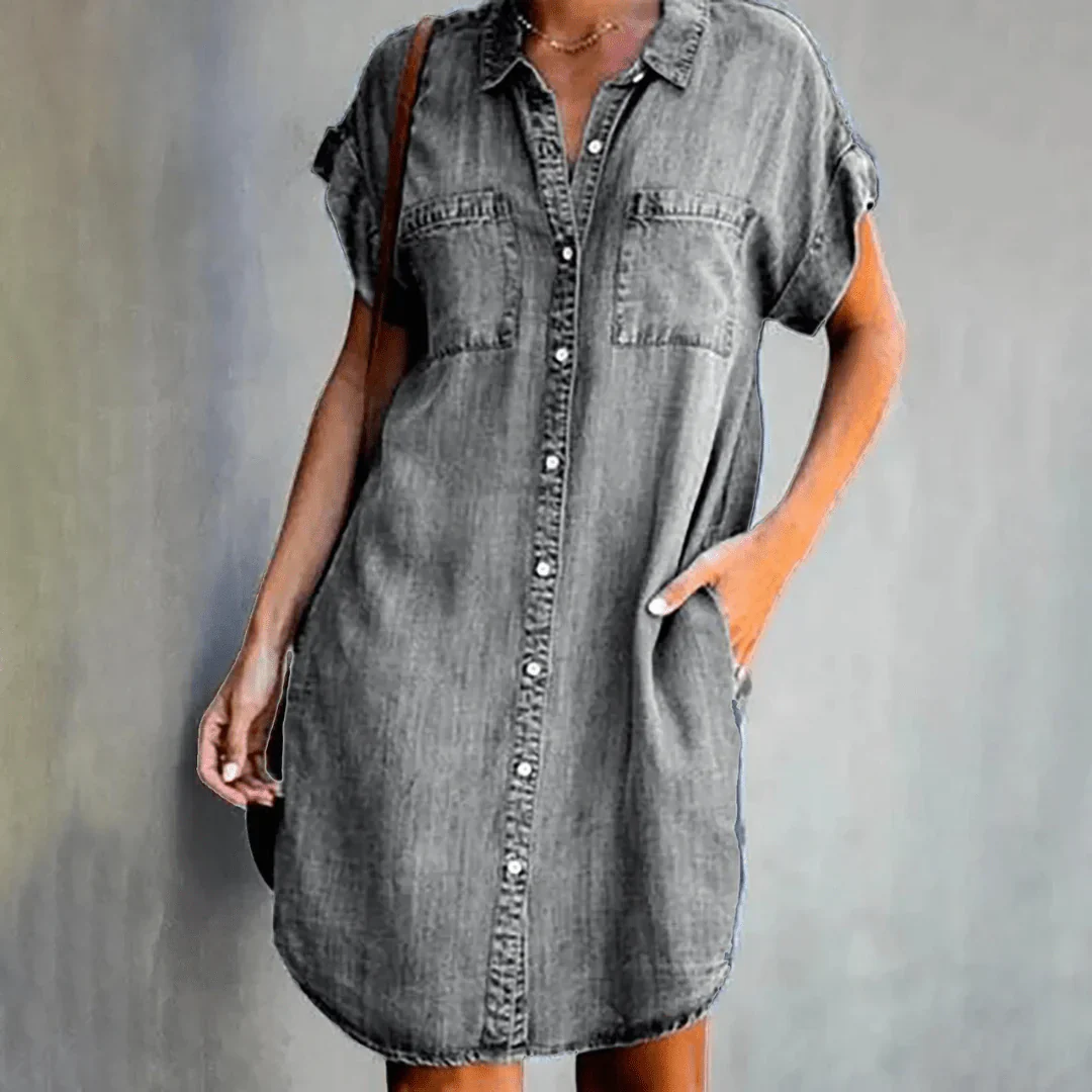 Abiella – Lässiges Jeanshemdkleid mit Knopfleiste - Image 3