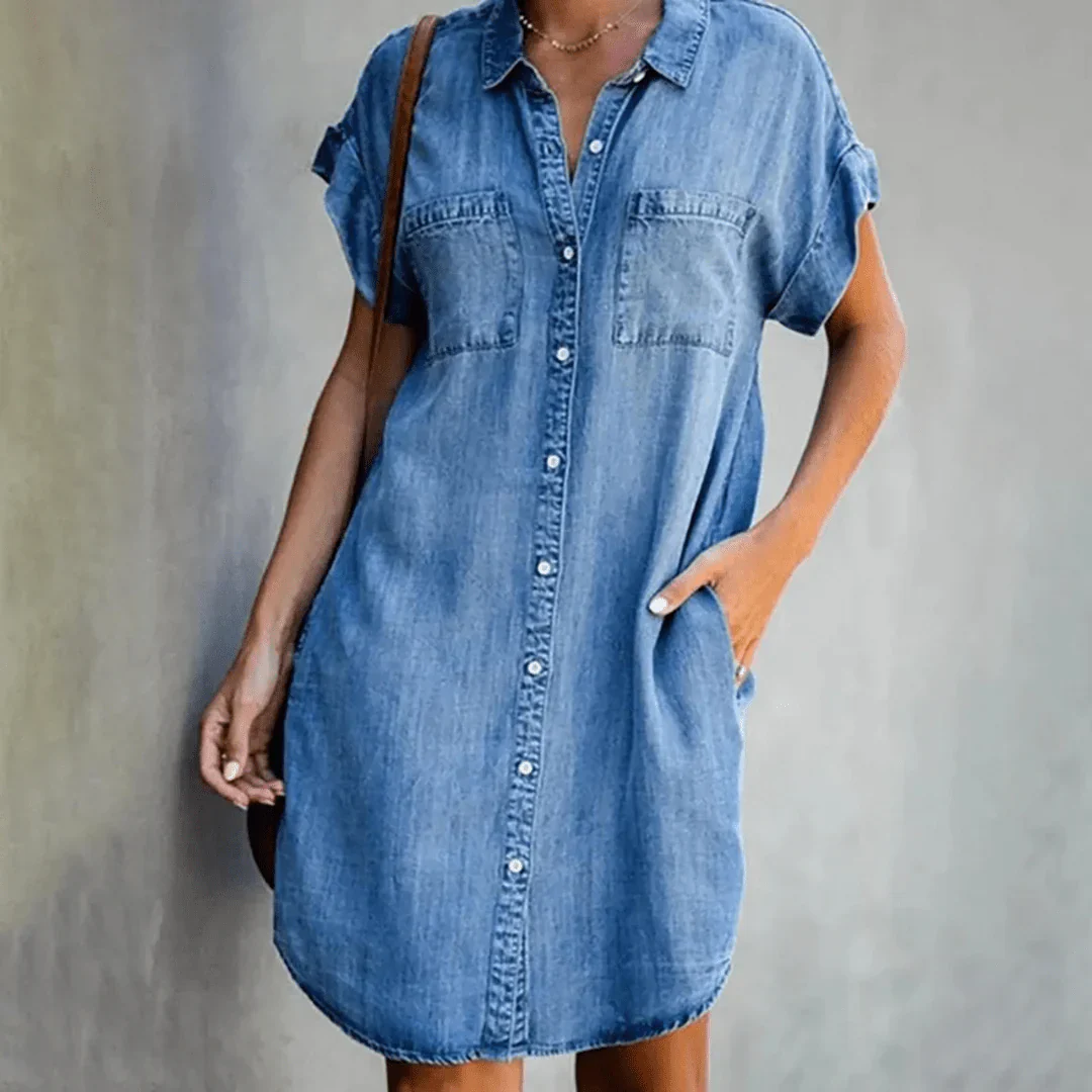 Abiella – Lässiges Jeanshemdkleid mit Knopfleiste - Image 4