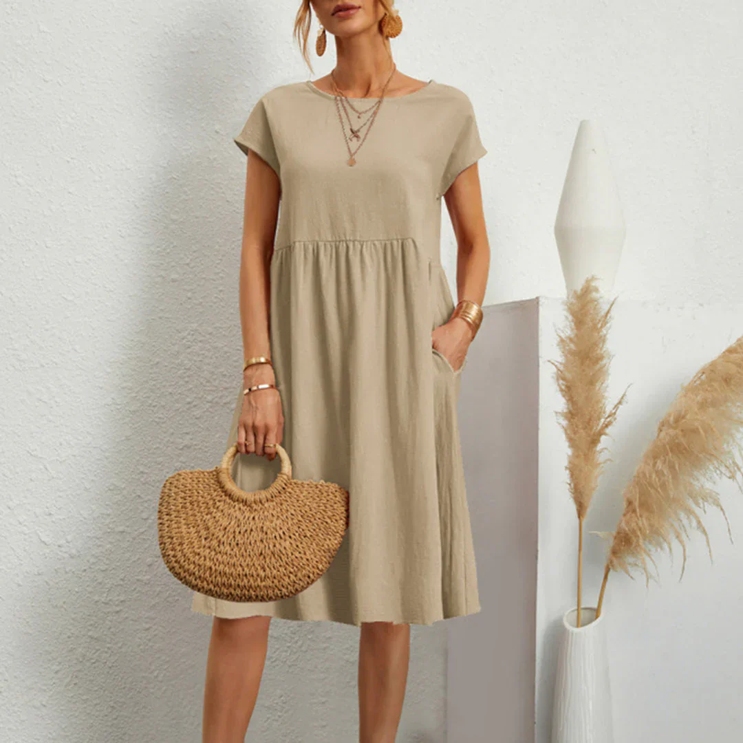 Abitha – Lässiges Baumwollkleid mit A-Linien-Tasche - Image 2