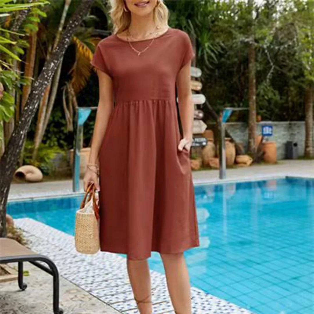 Abitha – Lässiges Baumwollkleid mit A-Linien-Tasche - Image 3