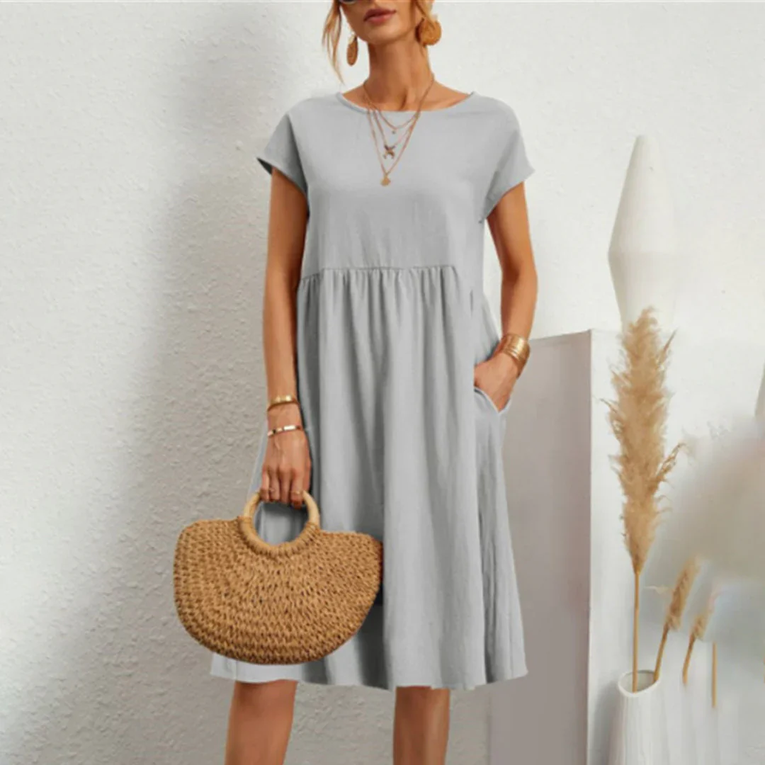 Abitha – Lässiges Baumwollkleid mit A-Linien-Tasche - Image 7