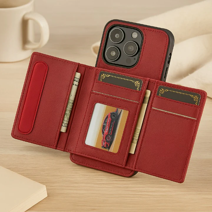 Abnehmbare magnetische Brieftasche für iPhone 11–16 Pro Max/Plus – PU-Leder, 5 Kartenfächer, kabelloses Laden - Image 5