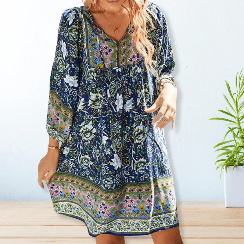 Achita – Fließendes Minikleid mit Boho-Blumenprint - Image 3