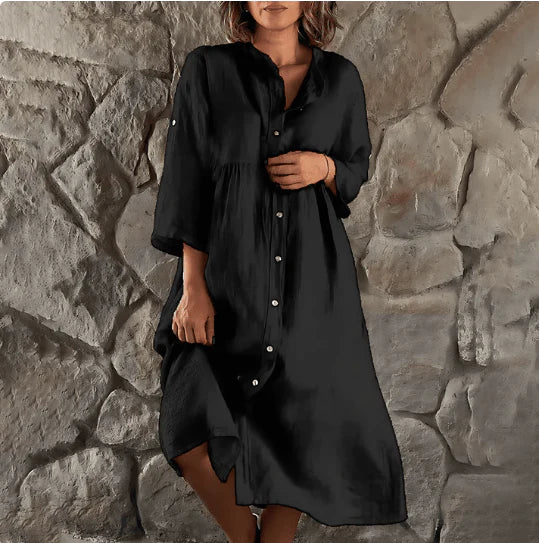 Addah – Locker geschnittenes Hemdblusenkleid aus Leinen mit Knopfleiste - Image 2