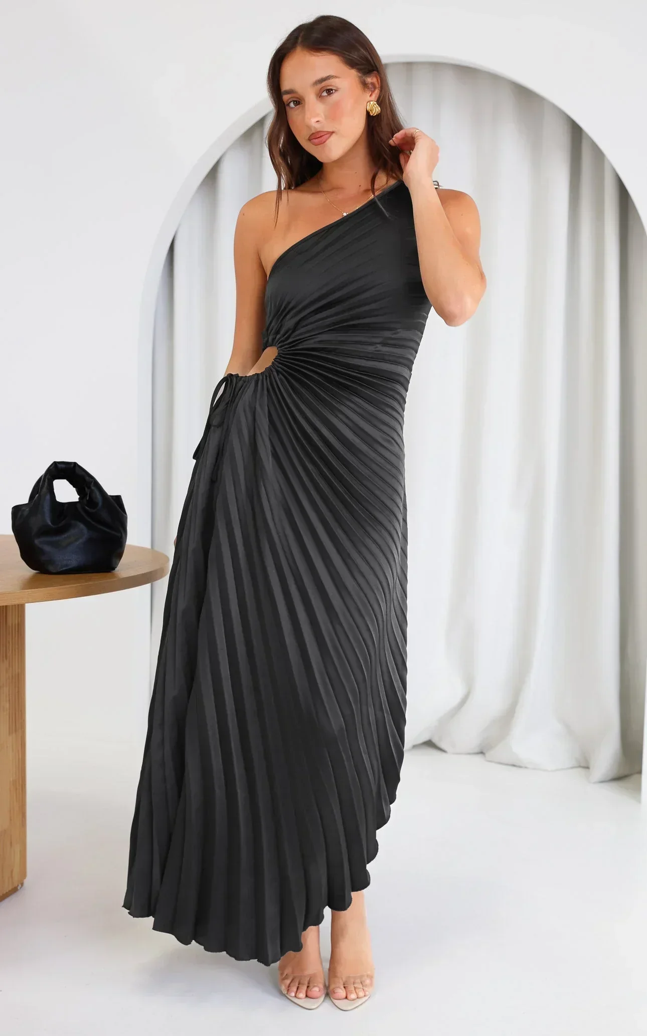 Adiana - Ein-Schulter Plissiertes Midi-Kleid - Image 6