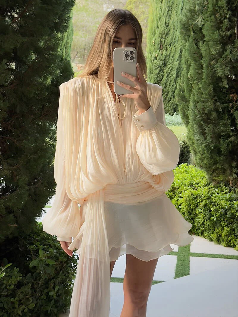 Aella | Chiffon-Minikleid Mit Volants - Image 4