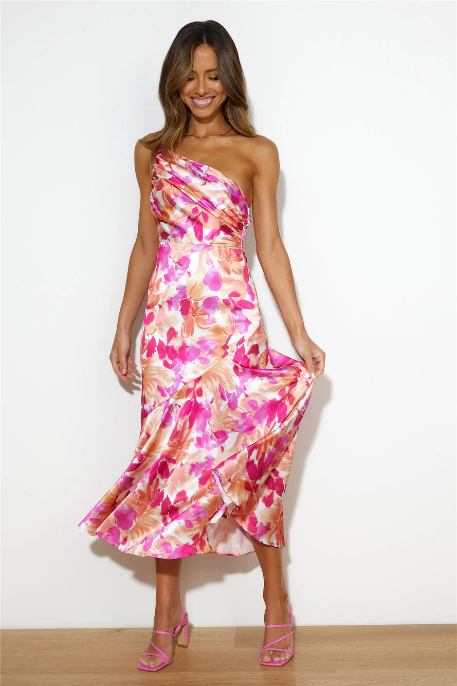 Aeris | Langes Asymmetrisches Kleid mit Blumenmuster - Image 3