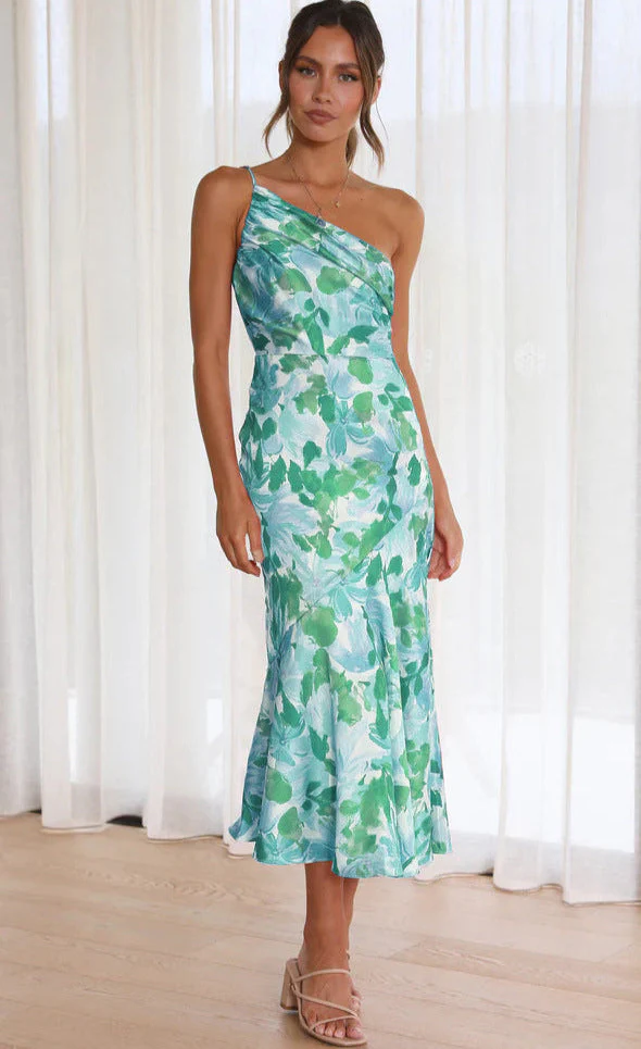 Aeris | Langes Asymmetrisches Kleid mit Blumenmuster - Image 7