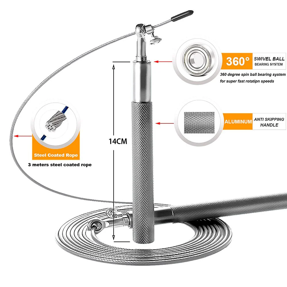 AeroSpin 360 Springseil – Verstellbares Stahlseil-Springseil mit Aluminiumgriff - Image 3