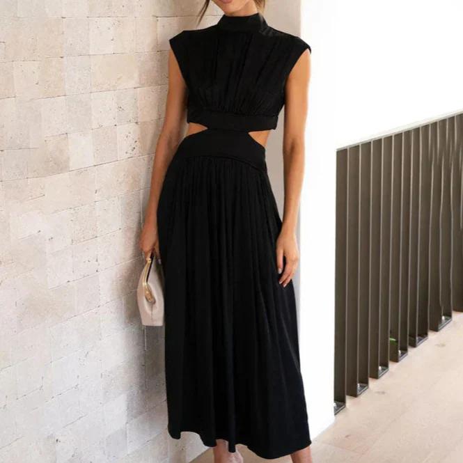 Ahzi – Ärmelloses, ausgestelltes Kleid mit hohem Ausschnitt und Cut-out-Taille - Image 7