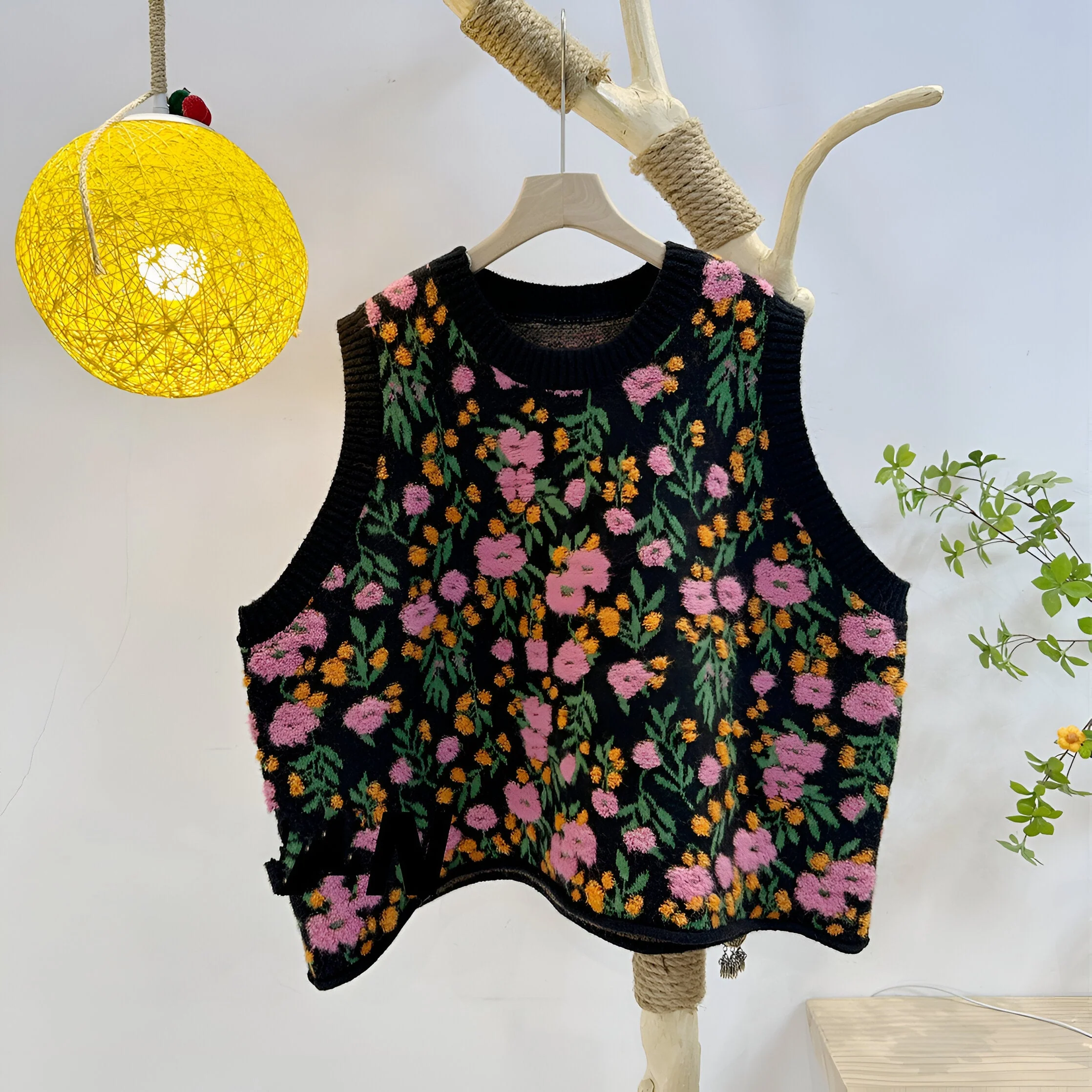 Aiden | Koreanischer Stil Pink Peach Blossom Strickweste - Image 2