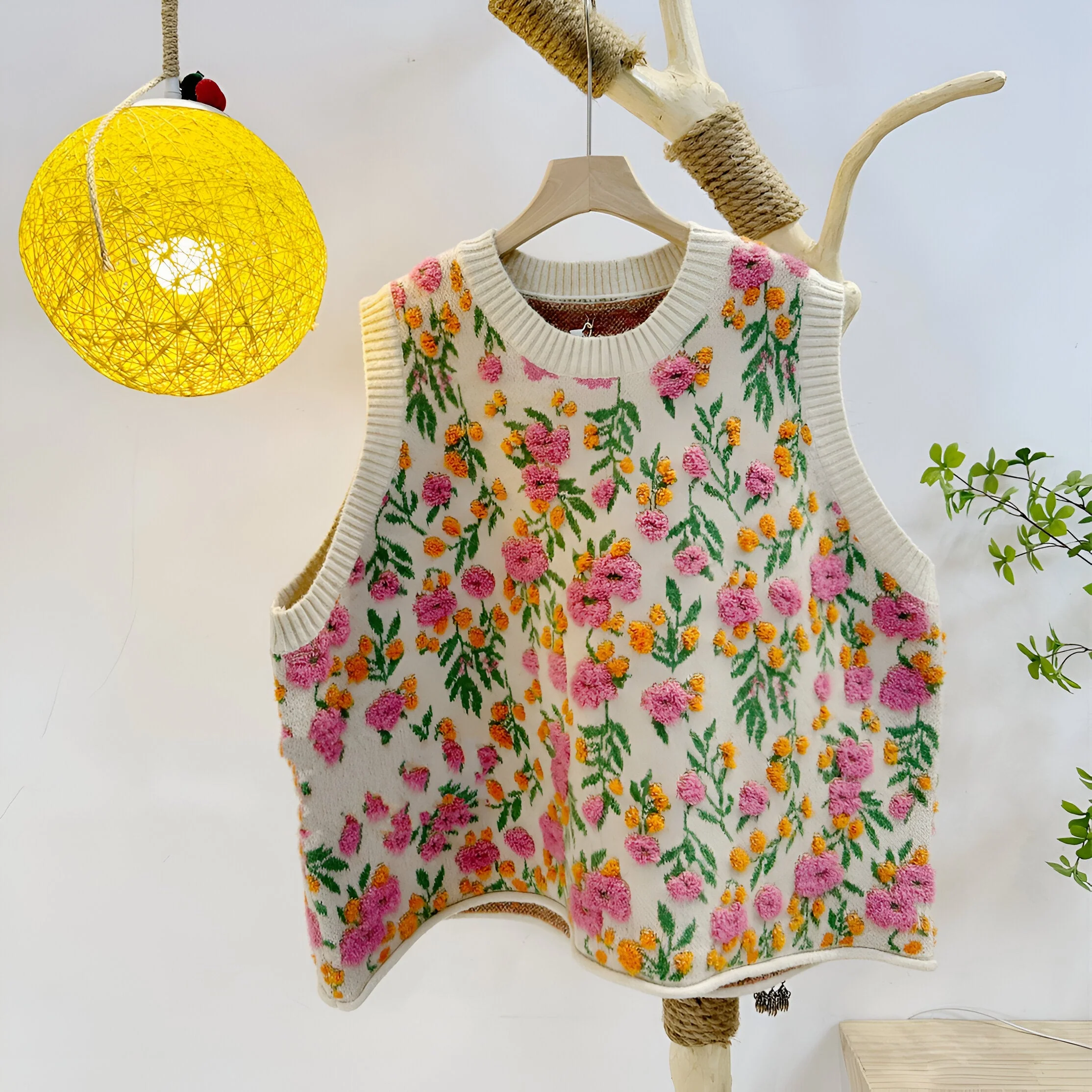 Aiden | Koreanischer Stil Pink Peach Blossom Strickweste - Image 3