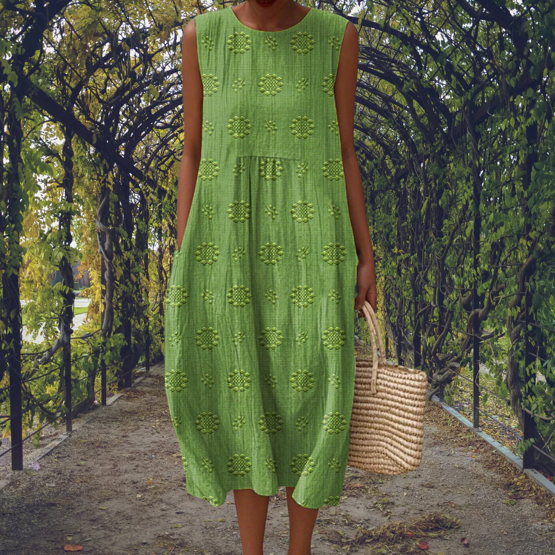 Aikaterini | Elegantes ärmelloses Baumwollkleid mit praktischen Taschen - Image 7