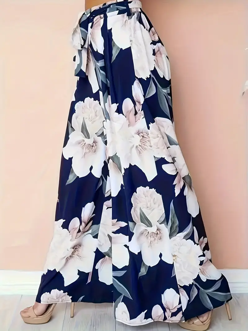 Aisling – Palazzohose mit Blumenmuster, hoher Taille und weitem Bein und Bindegürtel - Image 3