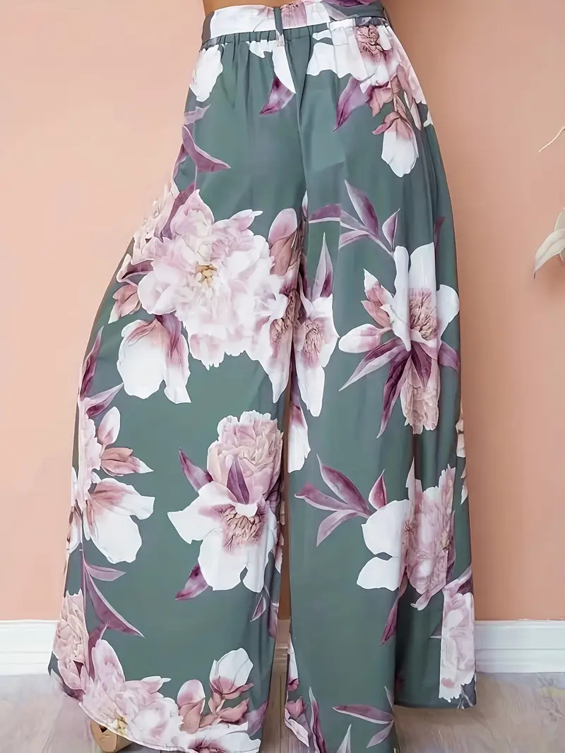 Aisling – Palazzohose mit Blumenmuster, hoher Taille und weitem Bein und Bindegürtel - Image 7