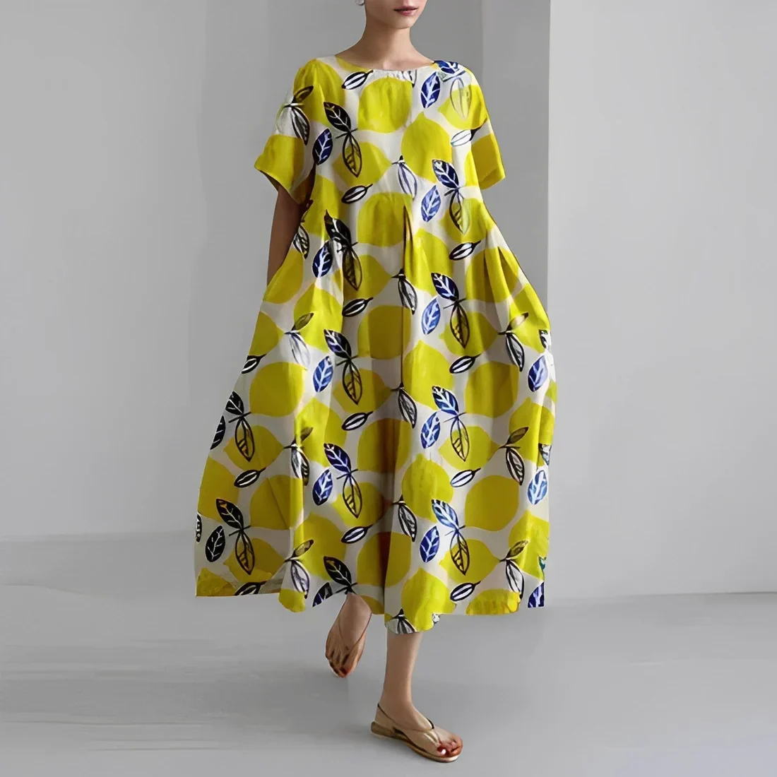 Akio – Oversize-Maxikleid aus Baumwolle mit Blumenmuster - Image 3