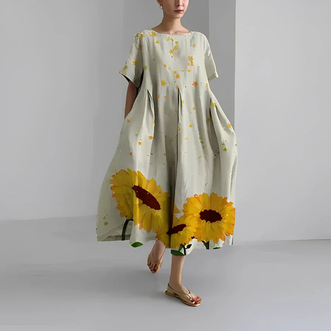 Akio – Oversize-Maxikleid aus Baumwolle mit Blumenmuster - Image 4