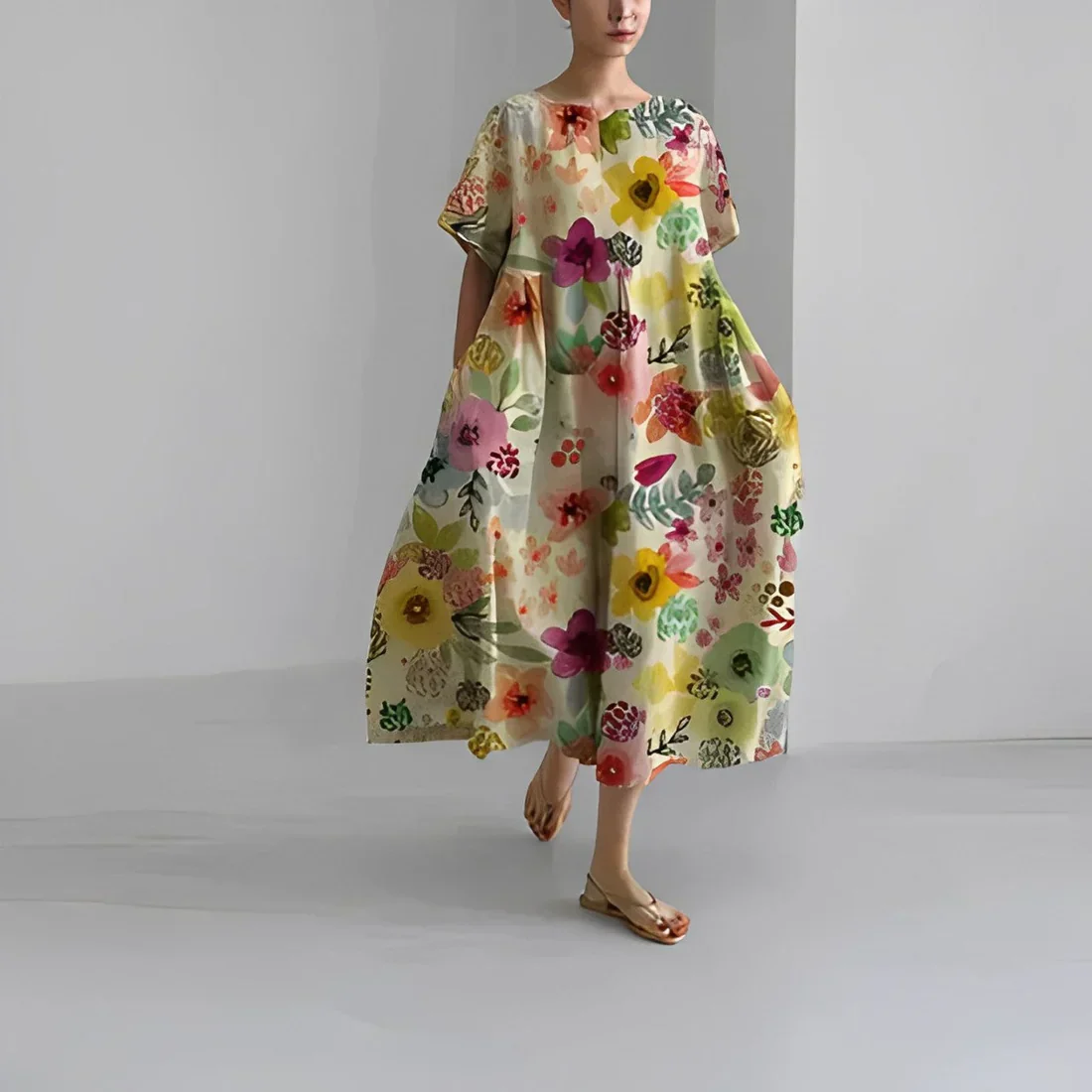 Akio – Oversize-Maxikleid aus Baumwolle mit Blumenmuster - Image 5