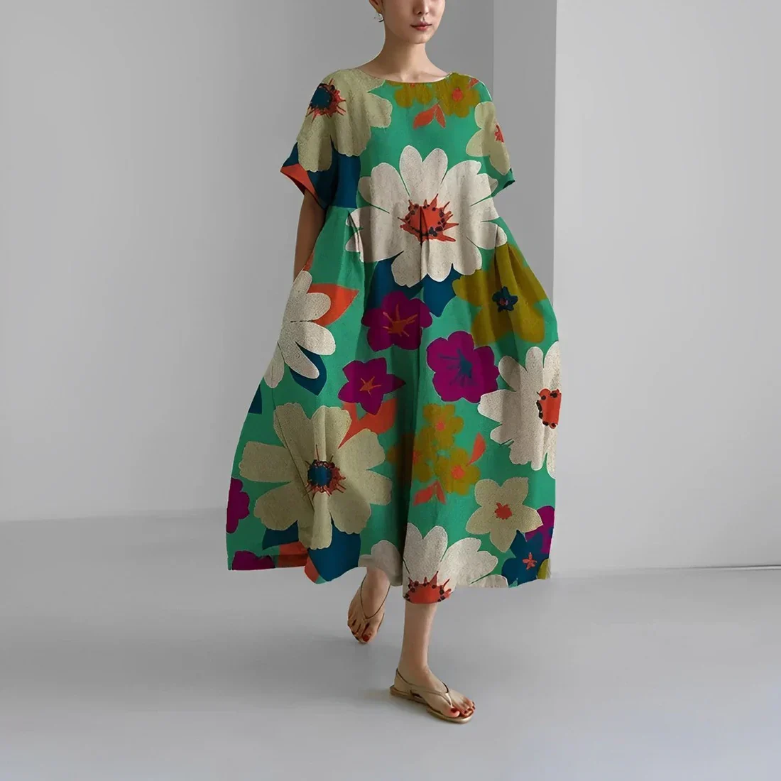 Akio – Oversize-Maxikleid aus Baumwolle mit Blumenmuster - Image 6