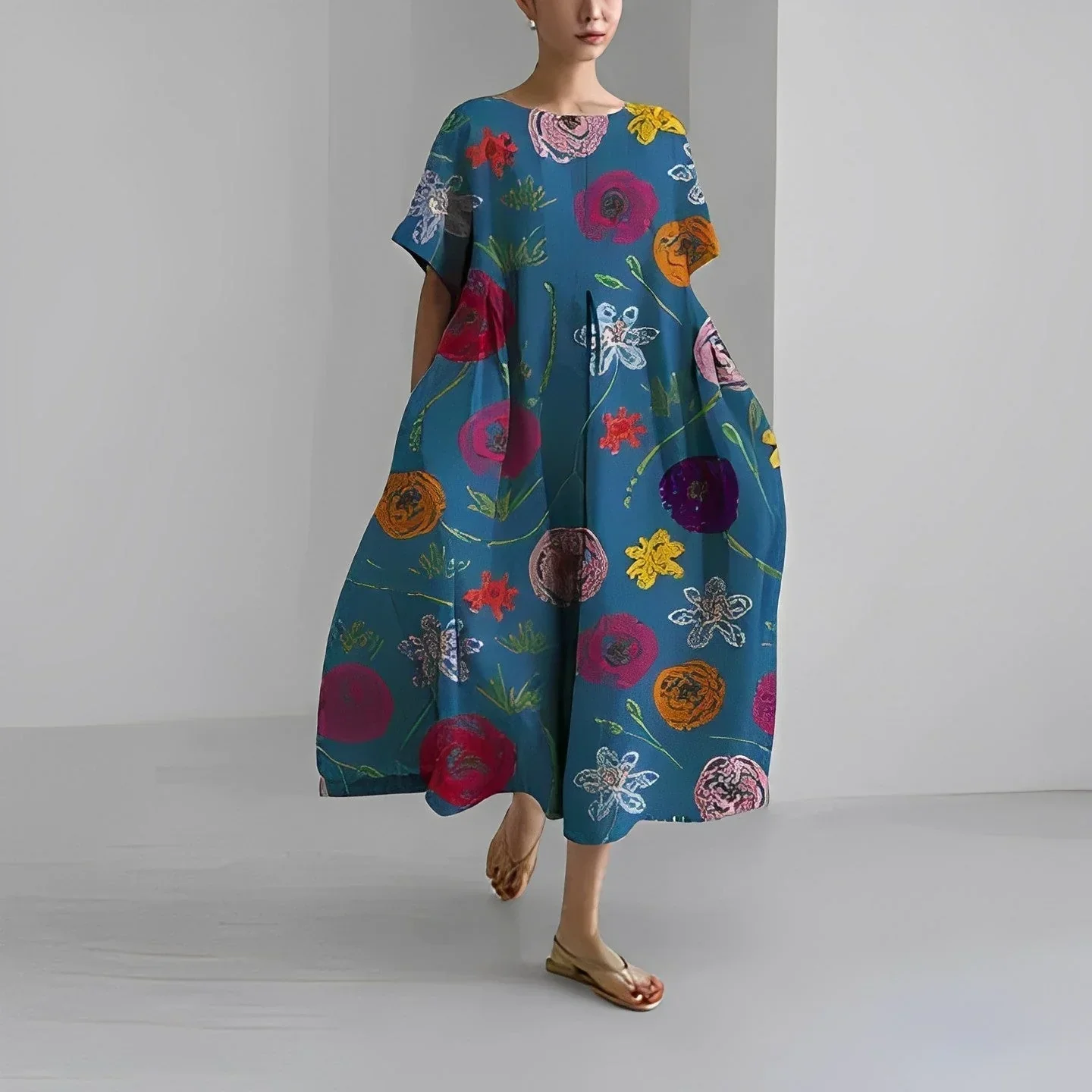 Akio – Oversize-Maxikleid aus Baumwolle mit Blumenmuster - Image 7