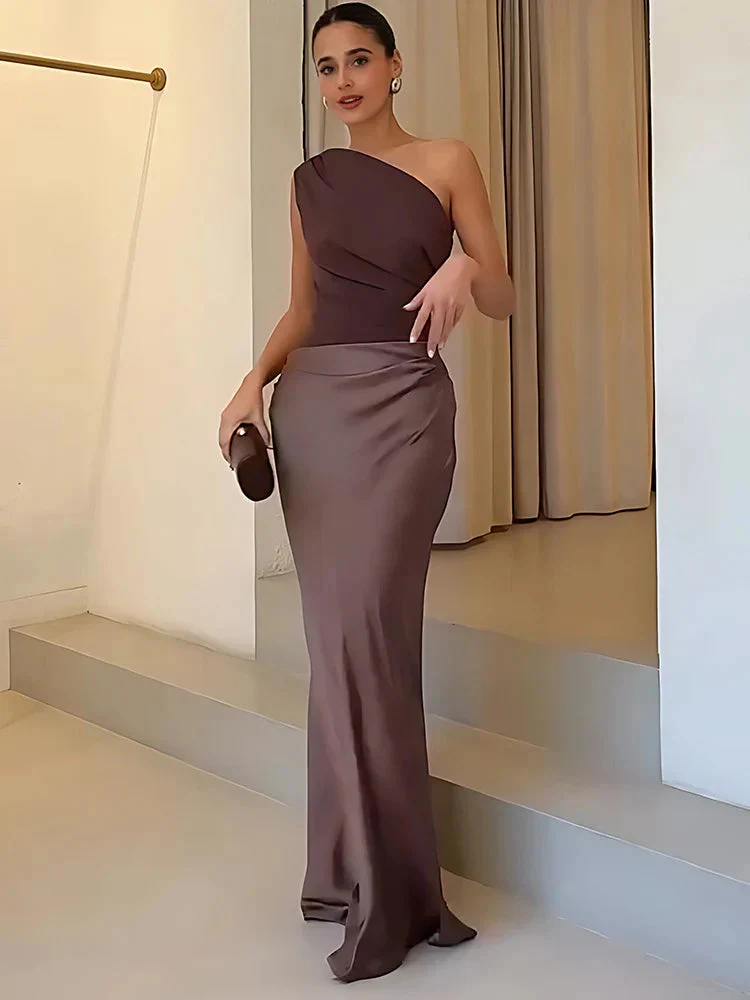 Aleida – Ein-Schulter-Maxikleid Aus Satin - Image 2