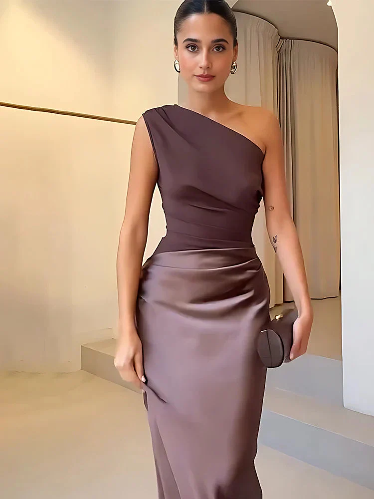 Aleida – Ein-Schulter-Maxikleid Aus Satin - Image 8