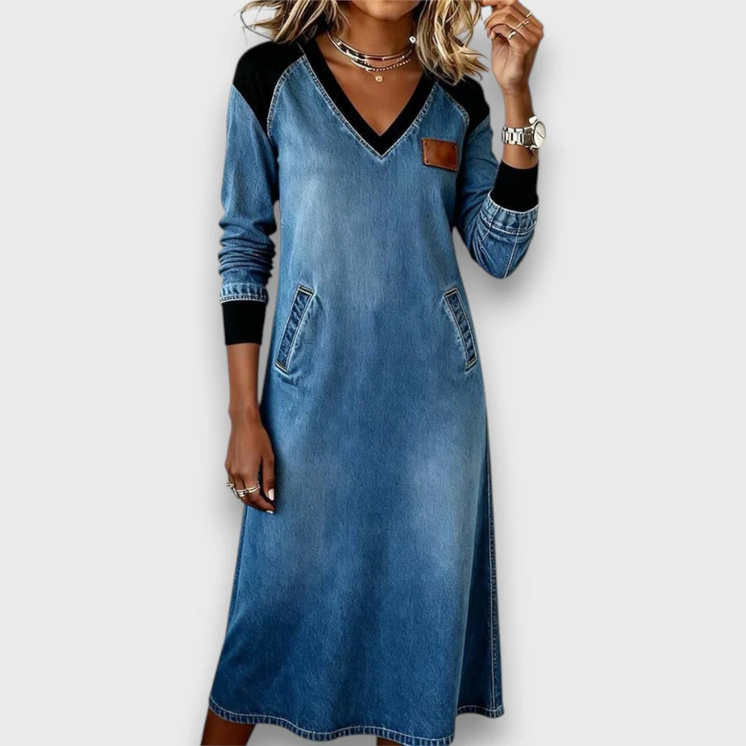 Alenya – Lässiges Denim-Kleid mit Patchwork-Details - Image 3