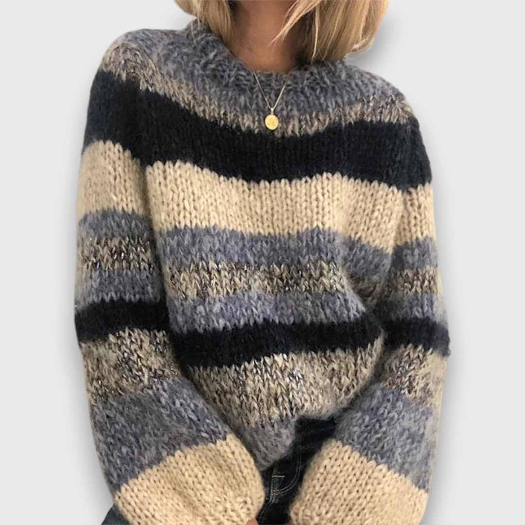 Alessia – Vintage Pullover mit Jacquard-Streifen - Image 2